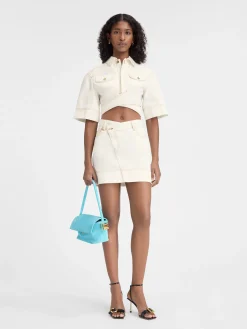 The de-Nîmes denim mini skirt