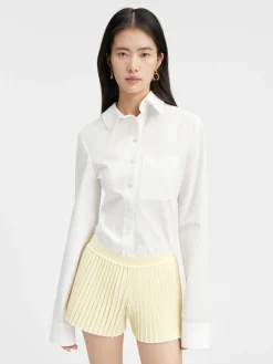 The pleated knit shorts