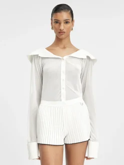 The pleated knit shorts