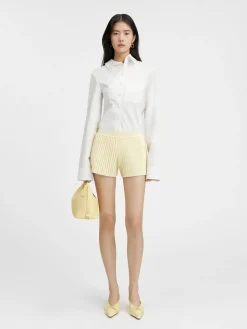 The pleated knit shorts