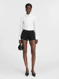 The pleated knit shorts